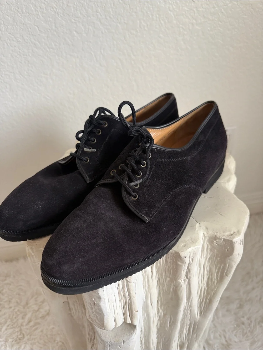 Salvatore Ferragamo Men’s Black Suede Derby Lace-Up Shoes - Picture 2 of 7